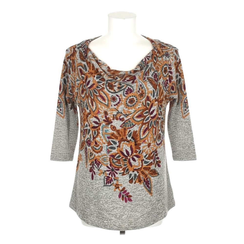 Anthropologie Postmark Jacaranda Knit Blouse Sweater Gray Floral size small